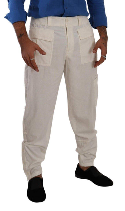 Dolce & Gabbana Off White Cotton Corduroy Cargo Pants #men, Dolce & Gabbana, feed-1, IT48 | M, Jeans & Pants - Men - Clothing, Off White at SEYMAYKA