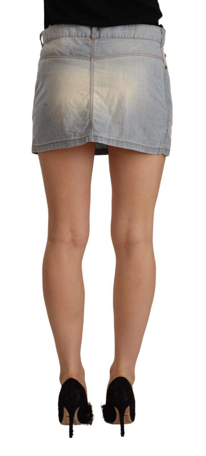 Ermanno Scervino Light Blue Mid Waist Denim Mini Cotton Skirt Ermanno Scervino, feed-1, IT38|XS, IT40|S, Light Blue, Skirts - Women - Clothing at SEYMAYKA