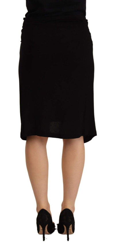 PLEIN SUD Black High Waist Pencil Knee Length Viscose Skirt Black, feed-1, IT38|XS, PLEIN SUD, Skirts - Women - Clothing at SEYMAYKA