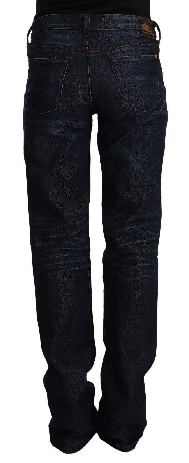 Ermanno Scervino Dark Blue Mid Waist Cotton Denim Straight Jeans Blue, Ermanno Scervino, feed-1, Jeans & Pants - Women - Clothing, W26 | IT40 at SEYMAYKA