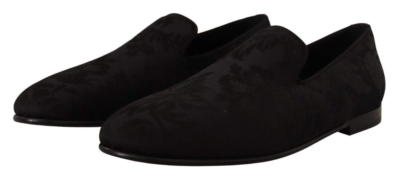 Dolce & Gabbana Black Jacquard Slippers Flats Loafers Shoes #men, Black, Dolce & Gabbana, EU40/US7, feed-1, Loafers - Men - Shoes at SEYMAYKA