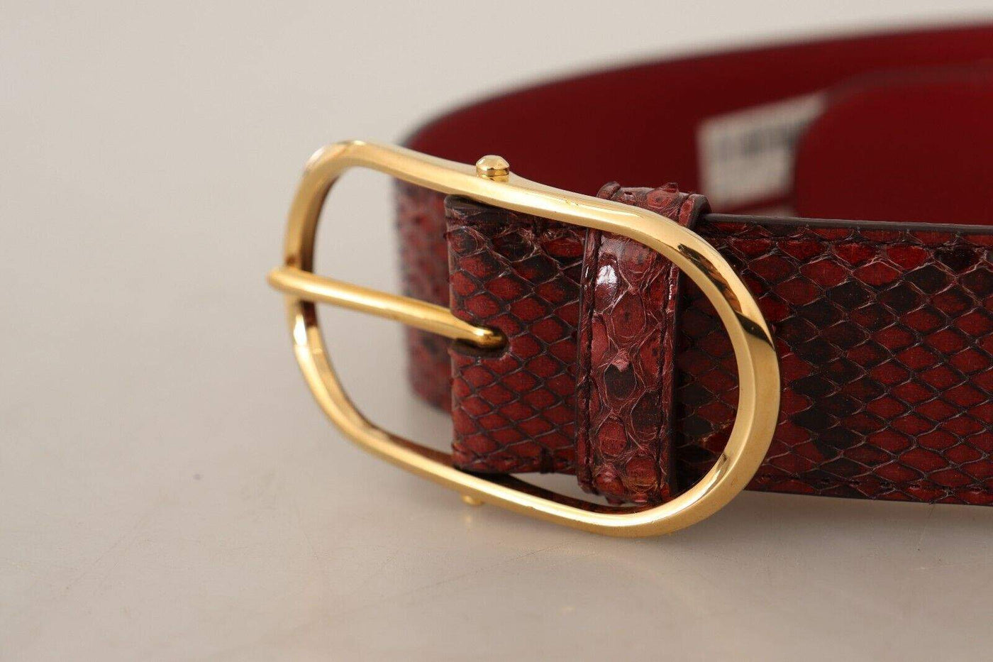 Dolce & Gabbana Red Exotic Leather Gold Oval Buckle Belt 75 cm / 30 Inches, 80 cm / 32 Inches, Belts - Women - Accessories, Dolce & Gabbana, feed-1, Red at SEYMAYKA