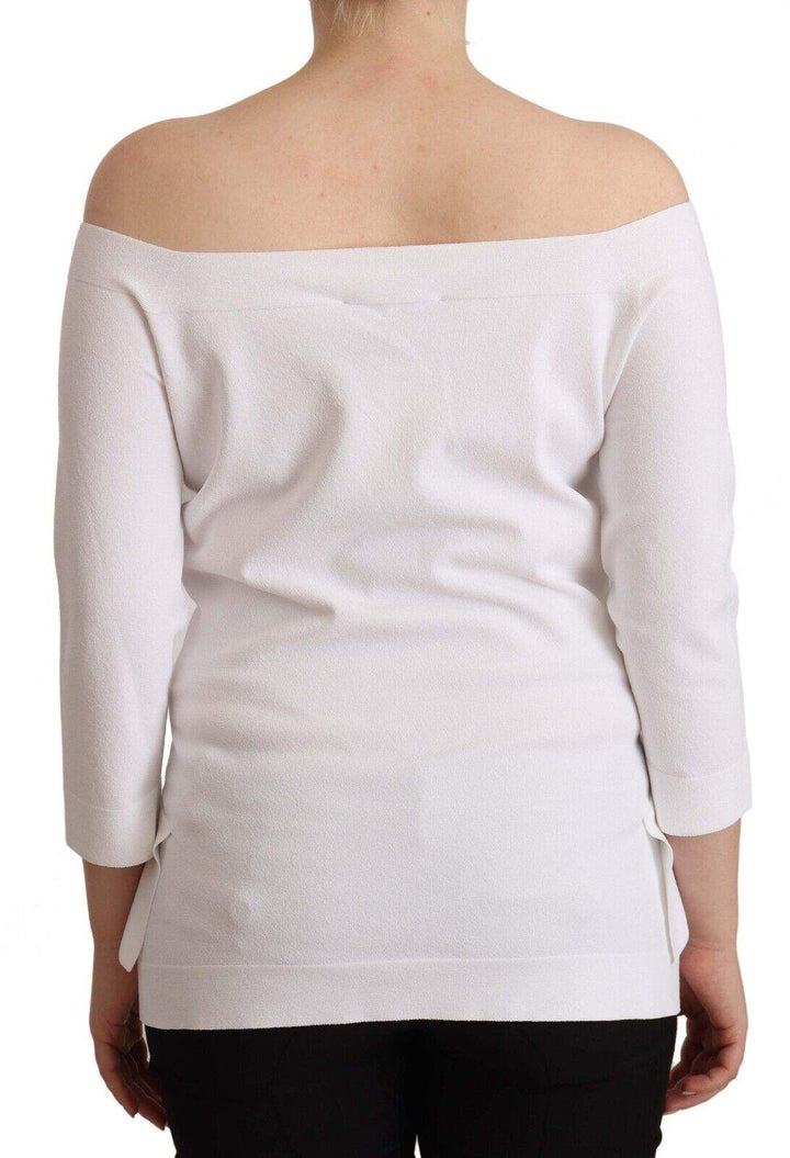 EXTERIOR White Long Sleeves Off Shoulder  Top Blouse EXTERIOR, feed-1, IT44|L, Tops & T-Shirts - Women - Clothing, White at SEYMAYKA