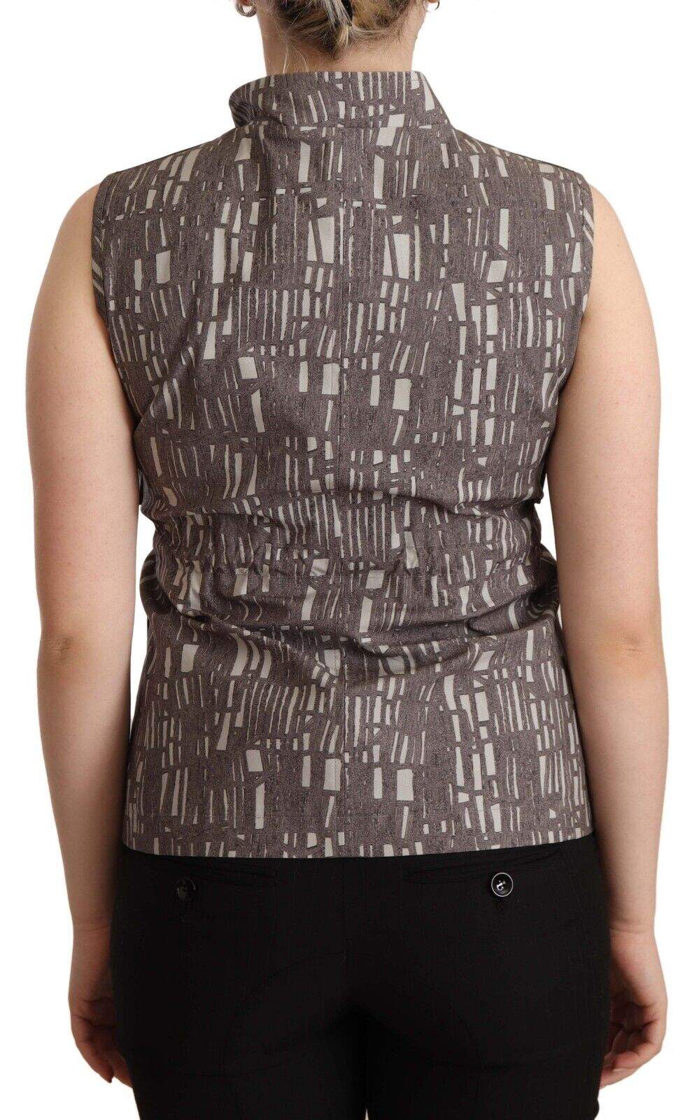 Comeforbreakfast Brown Black Vest Leather Sleeveless Top Blouse Comeforbreakfast, feed-1, IT40|S, Multicolor, Tops & T-Shirts - Women - Clothing at SEYMAYKA