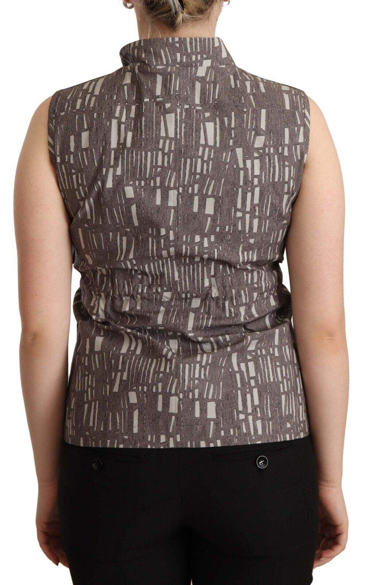 Comeforbreakfast Brown Black Vest Leather Sleeveless Top Blouse Comeforbreakfast, feed-1, IT40|S, Multicolor, Tops & T-Shirts - Women - Clothing at SEYMAYKA