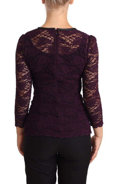 Dolce & Gabbana Purple Lace Long Sleeve Top Blouse Dolce & Gabbana, feed-1, IT38|XS, Purple, Tops & T-Shirts - Women - Clothing at SEYMAYKA