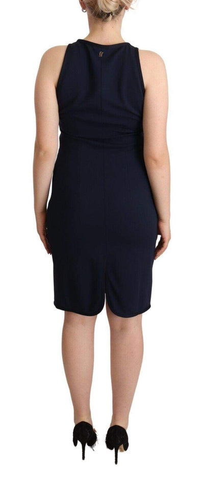 John Galliano Navy Blue Sleeveless Sheath Knee Length Dress Dresses - Women - Clothing, feed-1, IT44|L, John Galliano, Navy Blue at SEYMAYKA