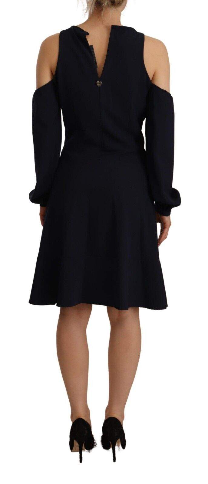 Twinset Black Long Sleeves Open Shoulder A-line Dress Black, Dresses - Women - Clothing, feed-1, IT40|S, Twinset at SEYMAYKA