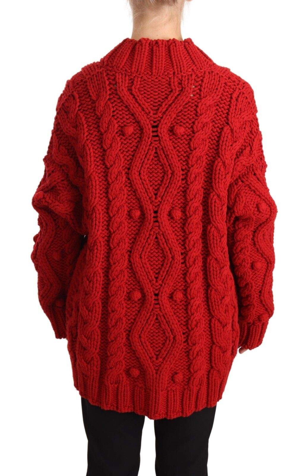 Dolce & Gabbana Red V-neck Wool Knit Button Cardigan Sweater Dolce & Gabbana, feed-1, IT40 | M, Red, Sweaters - Women - Clothing at SEYMAYKA