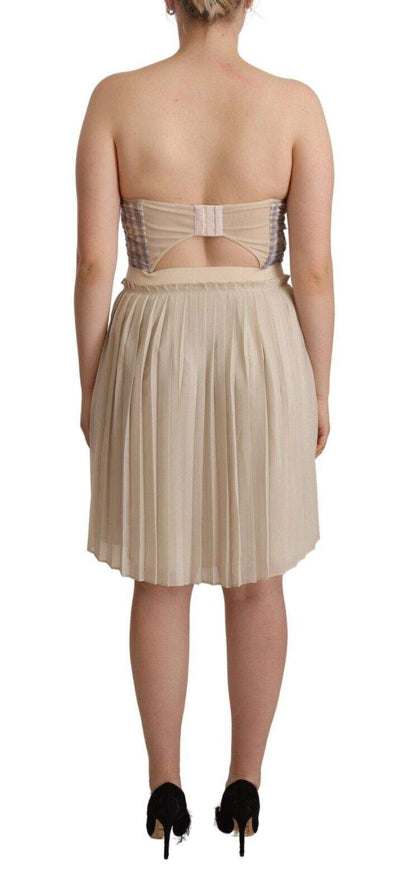 Guess  Pleated A-line Strapless Bustier Dress Beige, Dresses - Women - Clothing, feed-1, Guess, IT40|S at SEYMAYKA