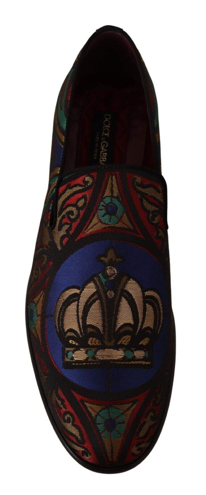 Dolce & Gabbana Multicolor Jacquard Crown Slippers Loafers Shoes #men, Dolce & Gabbana, EU44/US11, feed-1, Loafers - Men - Shoes, Multicolor at SEYMAYKA