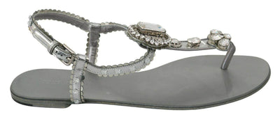 Dolce & Gabbana  Silver Crystal Sandals Flip Flops Shoes #women, Brand_Dolce & Gabbana, Catch, Category_Shoes, Dolce & Gabbana, EU36/US5.5, EU37/US6.5, EU38/US7.5, EU39/US8.5, EU40/US9.5, feed-agegroup-adult, feed-color-silver, feed-gender-female, feed-size-US5.5, feed-size-US6.5, feed-size-US8.5, feed-size-US9.5, Flat Shoes - Women - Shoes, Gender_Women, Kogan, Shoes - New Arrivals, Silver at SEYMAYKA