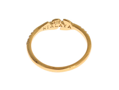 Nialaya Gold Clear CZ 925 Silver Ring #women, Accessories - New Arrivals, EU54 | US7, EU56 | US8, feed-agegroup-adult, feed-color-gold, feed-gender-female, Gold, Nialaya, Rings - Women - Jewelry at SEYMAYKA