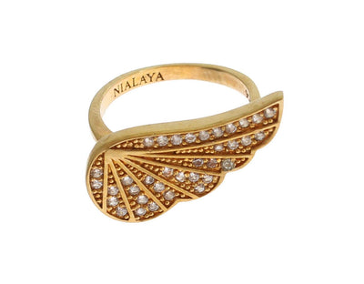 Nialaya Womens Clear CZ Gold 925 Silver Authentic Ring #women, Accessories - New Arrivals, EU50 | US5, EU52 | US6, EU56 | US8, feed-agegroup-adult, feed-color-gold, feed-gender-female, Gold, Nialaya, Rings - Women - Jewelry at SEYMAYKA