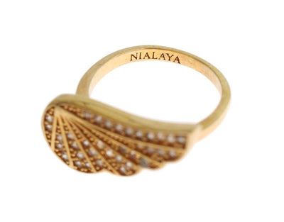 Nialaya Womens Clear CZ Gold 925 Silver Authentic Ring #women, Accessories - New Arrivals, EU50 | US5, EU52 | US6, EU56 | US8, feed-agegroup-adult, feed-color-gold, feed-gender-female, Gold, Nialaya, Rings - Women - Jewelry at SEYMAYKA