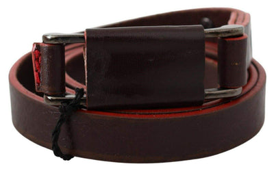 Costume National Brown Leather Double Rustic Silver Buckle Belt 85 cm / 34 Inches, Belts - Women - Accessories, Brown, Costume National, feed-agegroup-adult, feed-color-Brown, feed-gender-female at SEYMAYKA