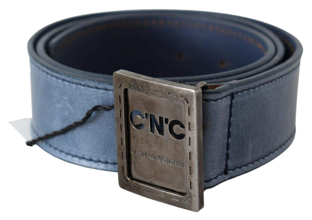 Costume National Blue Normal Leather Logo Buckle Belt 85 cm / 34 Inches, Belts - Women - Accessories, Blue, Costume National, feed-agegroup-adult, feed-color-Blue, feed-gender-female at SEYMAYKA