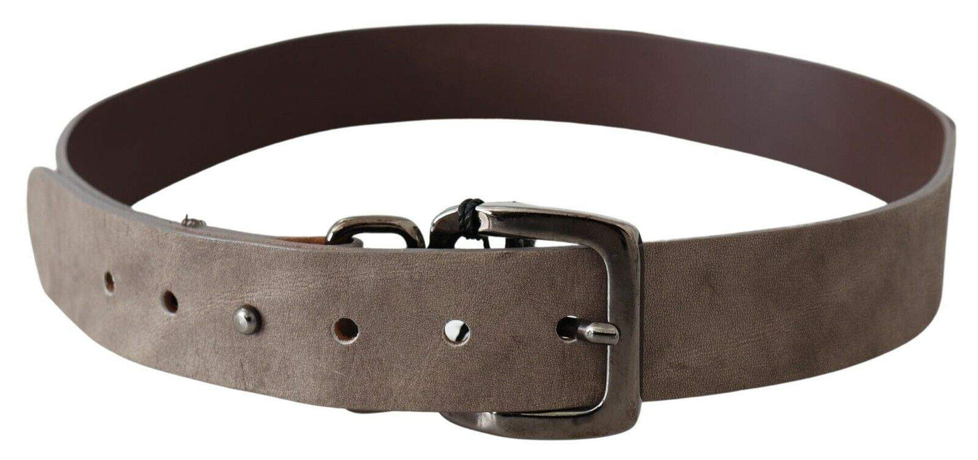 Costume National Dark Brown Leather Metallic Square Buckle Belt 85 cm / 34 Inches, Belts - Women - Accessories, Brown, Costume National, feed-agegroup-adult, feed-color-Brown, feed-gender-female at SEYMAYKA