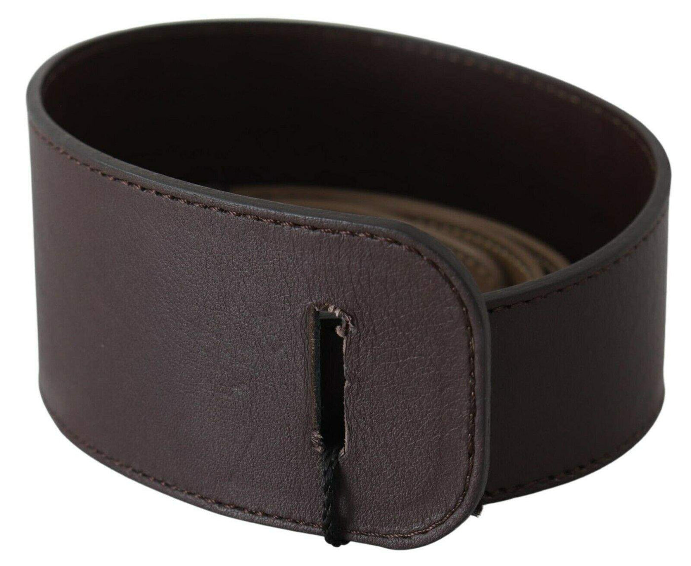 GF Ferre Brown Genuine Leather Logo Wide Waist Belt 70 cm / 28 Inches, Belts - Women - Accessories, Brown, feed-agegroup-adult, feed-color-Brown, feed-gender-female, GF Ferre at SEYMAYKA