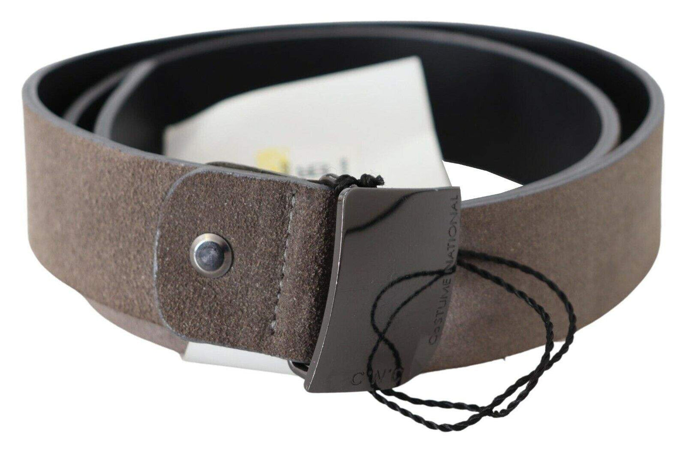 Costume National Brown Leather Square Logo Buckle Belt 85 cm / 34 Inches, Belts - Women - Accessories, Brown, Costume National, feed-agegroup-adult, feed-color-Brown, feed-gender-female at SEYMAYKA