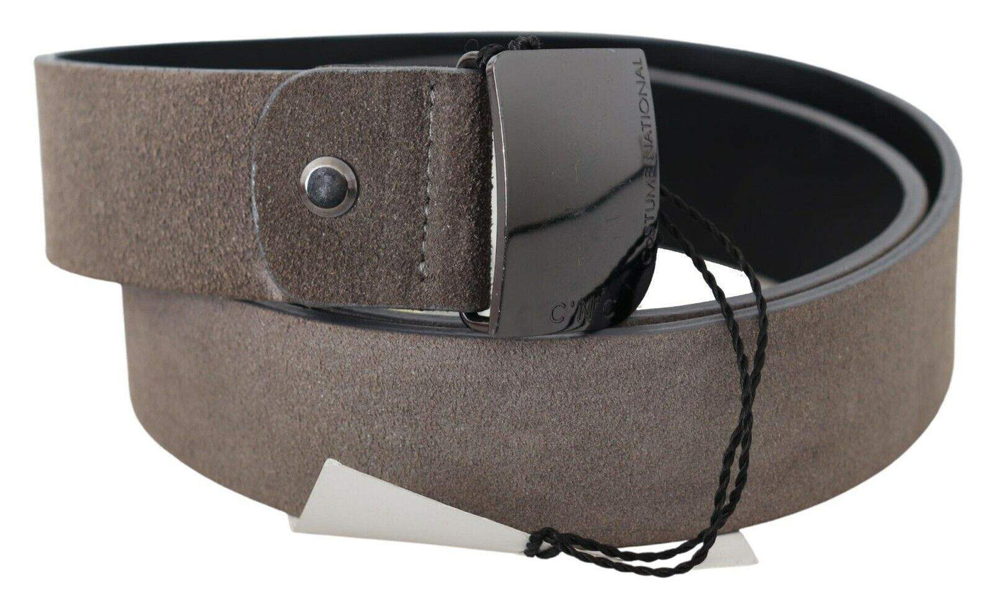 Costume National Brown Leather Square Logo Buckle Belt 85 cm / 34 Inches, Belts - Women - Accessories, Brown, Costume National, feed-agegroup-adult, feed-color-Brown, feed-gender-female at SEYMAYKA