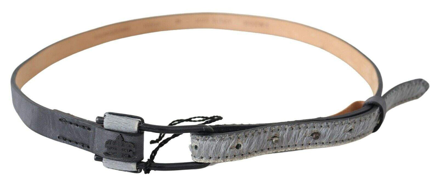 Ermanno Scervino Black Leather Fringes Logo Buckle Belt 85 cm / 34 Inches, Belts - Women - Accessories, Black, Ermanno Scervino, feed-agegroup-adult, feed-color-Black, feed-gender-female at SEYMAYKA