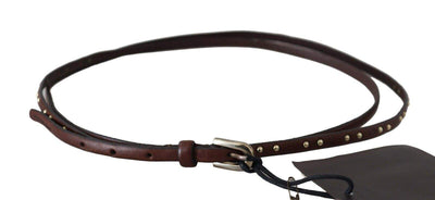 Ermanno Scervino Brown Leather Studded Slim Buckle Waist  Belt Belts - Women - Accessories, Brown, Ermanno Scervino, feed-agegroup-adult, feed-color-Brown, feed-gender-female, M at SEYMAYKA