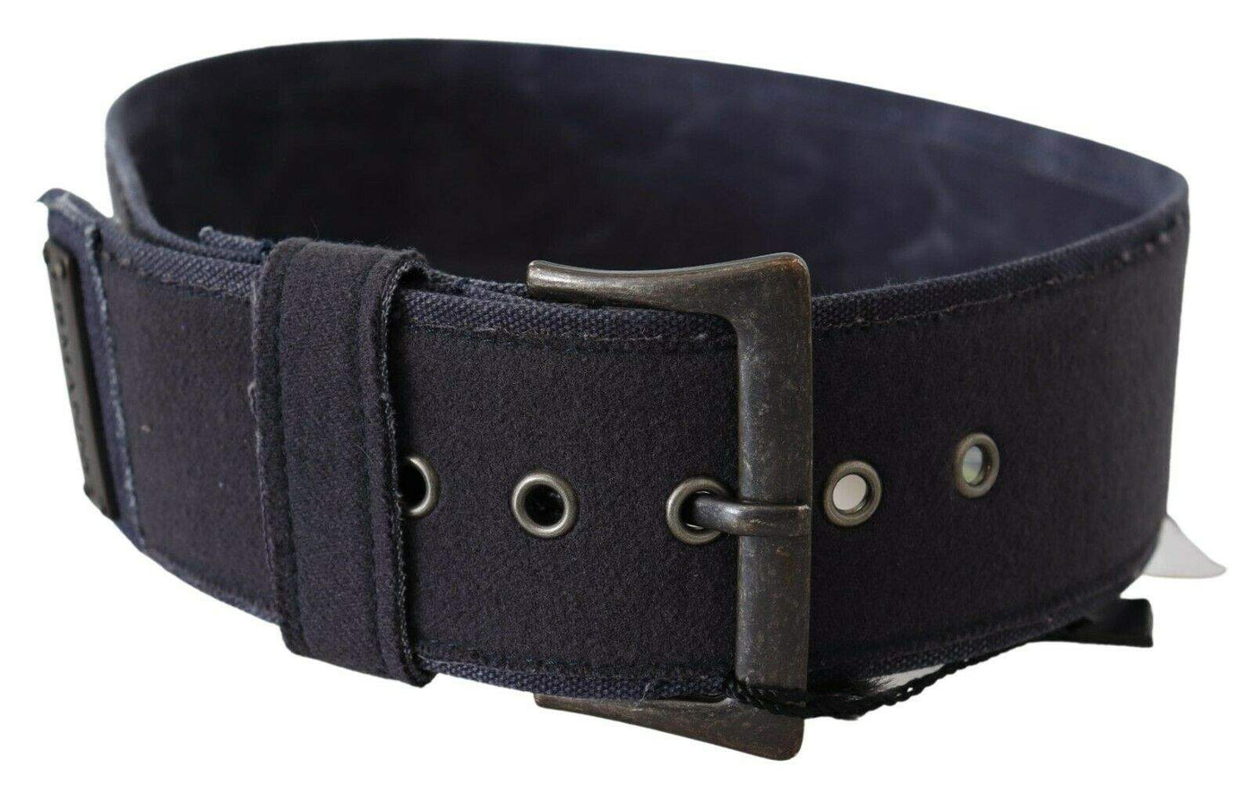 Ermanno Scervino Black Navy Blue Wide Square Rustic Buckle Belt 70 cm / 28 Inches, Belts - Women - Accessories, Blue, Ermanno Scervino, feed-agegroup-adult, feed-color-Blue, feed-gender-female at SEYMAYKA