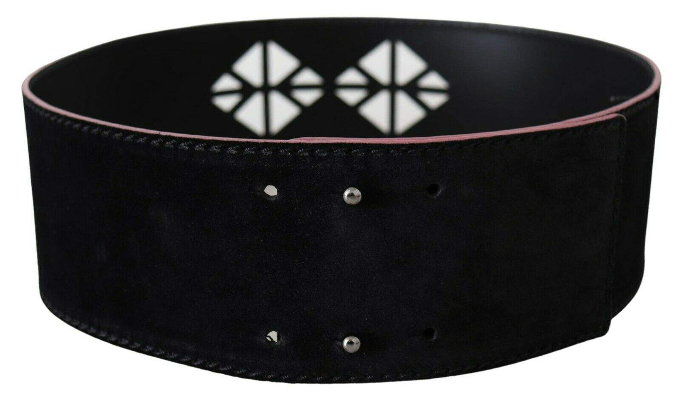 Costume National Black Leather Wide Waist Studded Women Belt 85 cm / 34 Inches, Belts - Women - Accessories, Black, Costume National, feed-agegroup-adult, feed-color-Black, feed-gender-female at SEYMAYKA