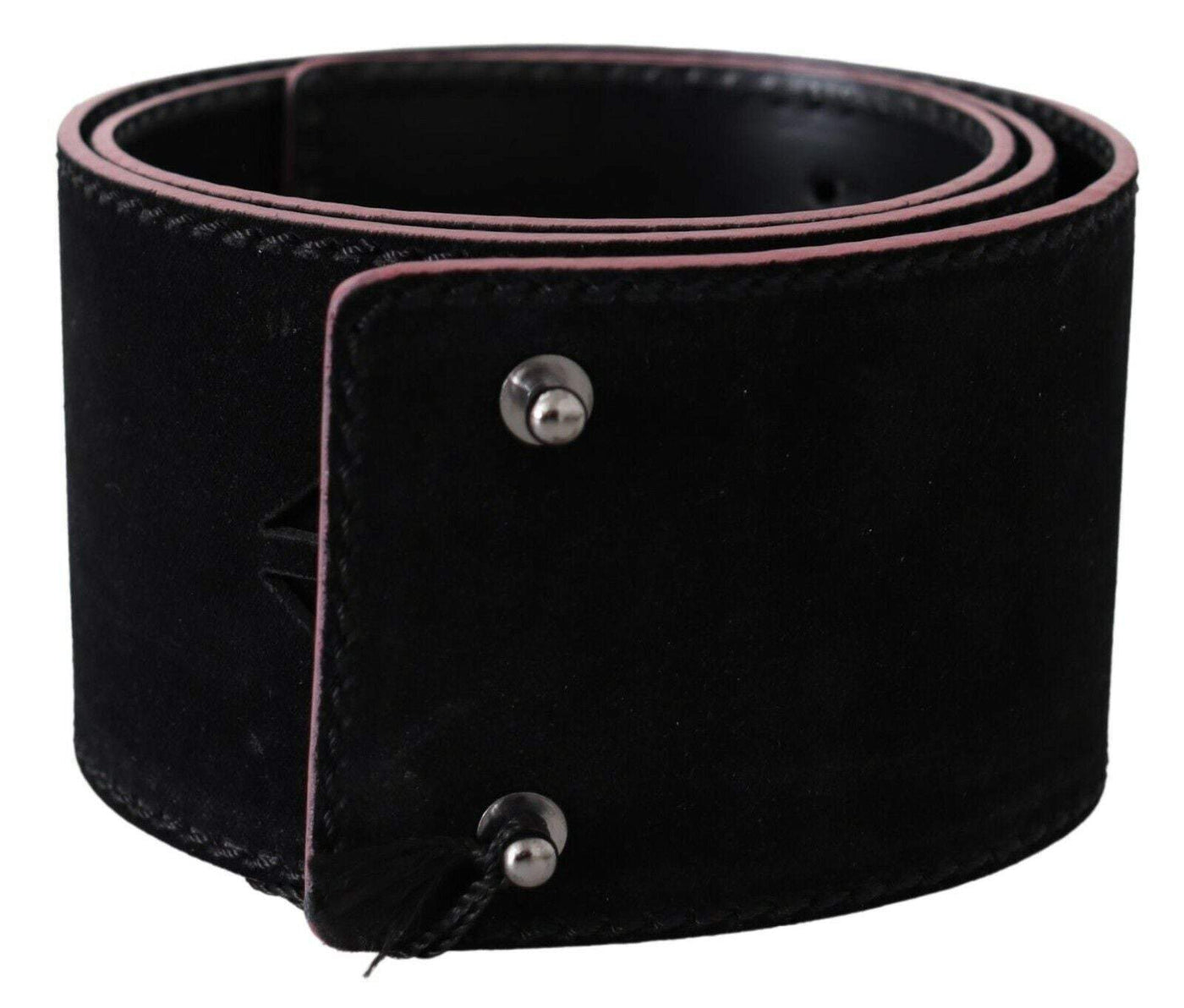 Costume National Black Leather Wide Waist Studded Women Belt 85 cm / 34 Inches, Belts - Women - Accessories, Black, Costume National, feed-agegroup-adult, feed-color-Black, feed-gender-female at SEYMAYKA