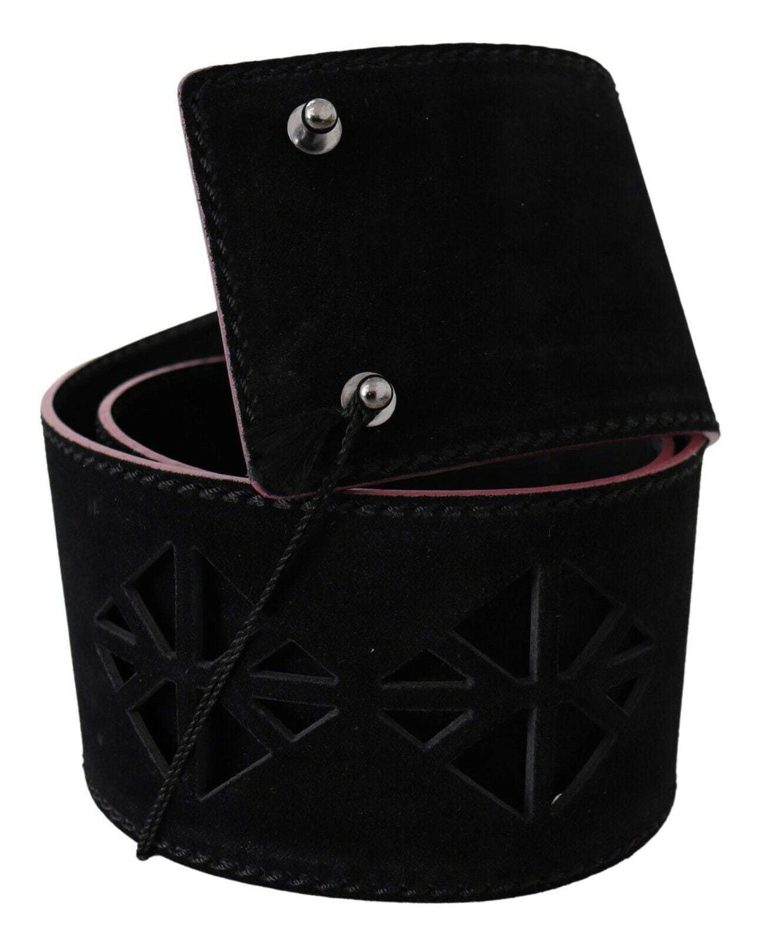 Costume National Black Leather Wide Waist Studded Women Belt 85 cm / 34 Inches, Belts - Women - Accessories, Black, Costume National, feed-agegroup-adult, feed-color-Black, feed-gender-female at SEYMAYKA