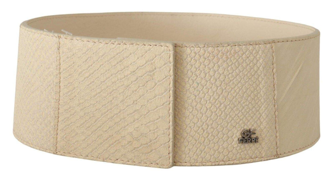 GF Ferre White Waxed Cotton Wide Fashion Belt 70 cm / 28 Inches, Belts - Women - Accessories, feed-agegroup-adult, feed-color-White, feed-gender-female, GF Ferre, White at SEYMAYKA