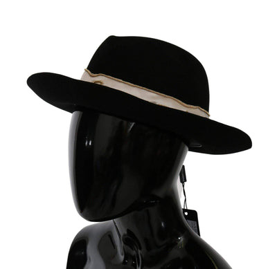 Dolce & Gabbana Black Lapin Amor Gignit Wide Brim Panama Hat 56 cm|XS, 57 cm|S, 58 cm|M, Black, Dolce & Gabbana, feed-agegroup-adult, feed-color-Black, feed-gender-female, Hat - Women - Accessories at SEYMAYKA