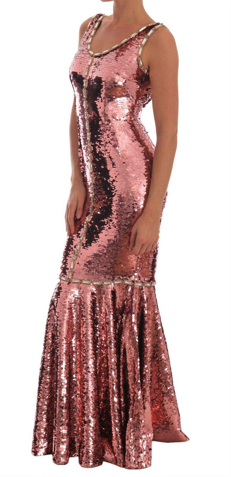 Dolce & Gabbana Pink Sequined Sheath Crystal Dress Gown Dolce & Gabbana, Dresses - Women - Clothing, feed-agegroup-adult, feed-color-Pink, feed-gender-female, IT40|S, Pink at SEYMAYKA