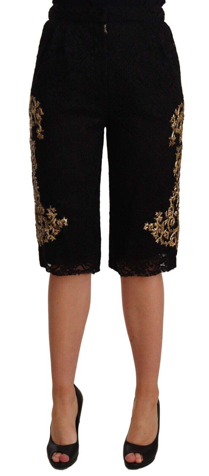 Dolce & Gabbana Black Lace Gold Baroque SPECIAL PIECE Shorts Black, Dolce & Gabbana, feed-agegroup-adult, feed-color-Black, feed-gender-female, IT40 | M, Shorts - Women - Clothing at SEYMAYKA