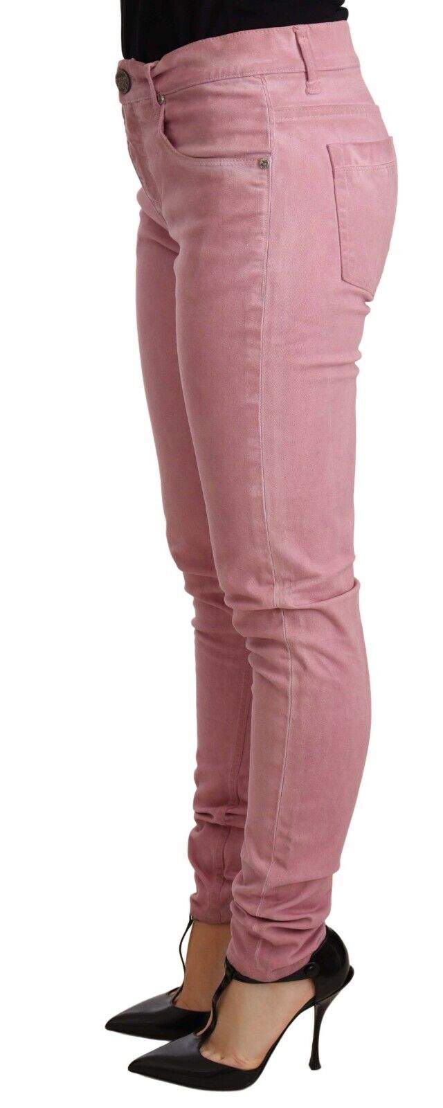 Acht Pink Cotton Slim Fit Women Denim Skinny Pants Acht, feed-agegroup-adult, feed-color-Pink, feed-gender-female, Jeans & Pants - Women - Clothing, Pink, W26 | IT40 at SEYMAYKA