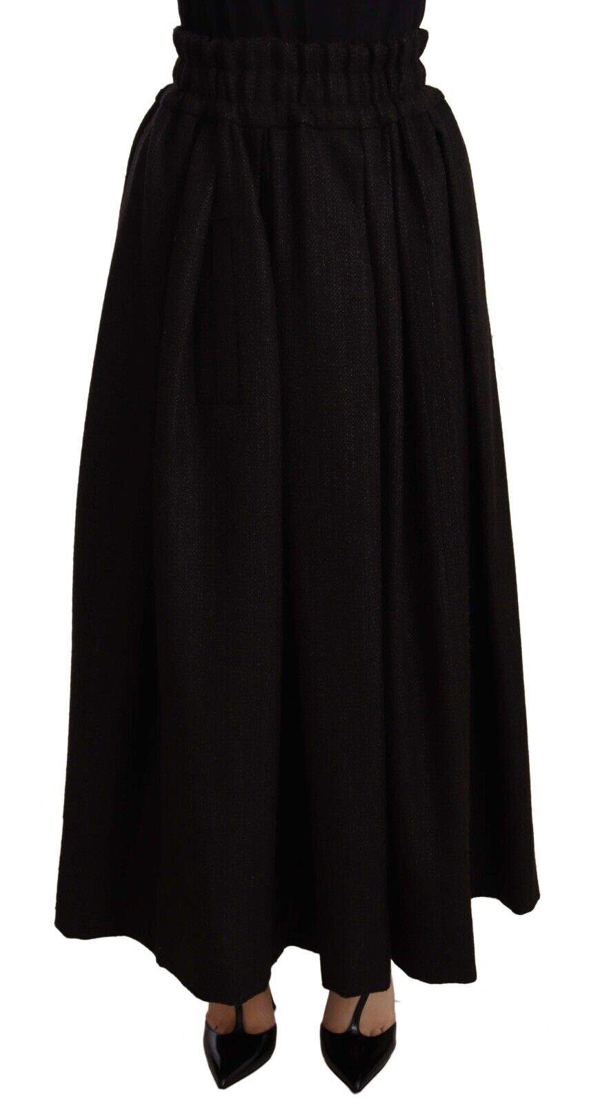 Dolce & Gabbana Black Wool High Waist Maxi PIECE Skirt Black, Dolce & Gabbana, feed-agegroup-adult, feed-color-Black, feed-gender-female, IT40|S, Skirts - Women - Clothing at SEYMAYKA