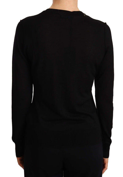 Dolce & Gabbana Black Crewneck Pullover STAFF Sweater Wool Black, Dolce & Gabbana, feed-agegroup-adult, feed-color-Black, feed-gender-female, IT44|L, Sweaters - Women - Clothing at SEYMAYKA