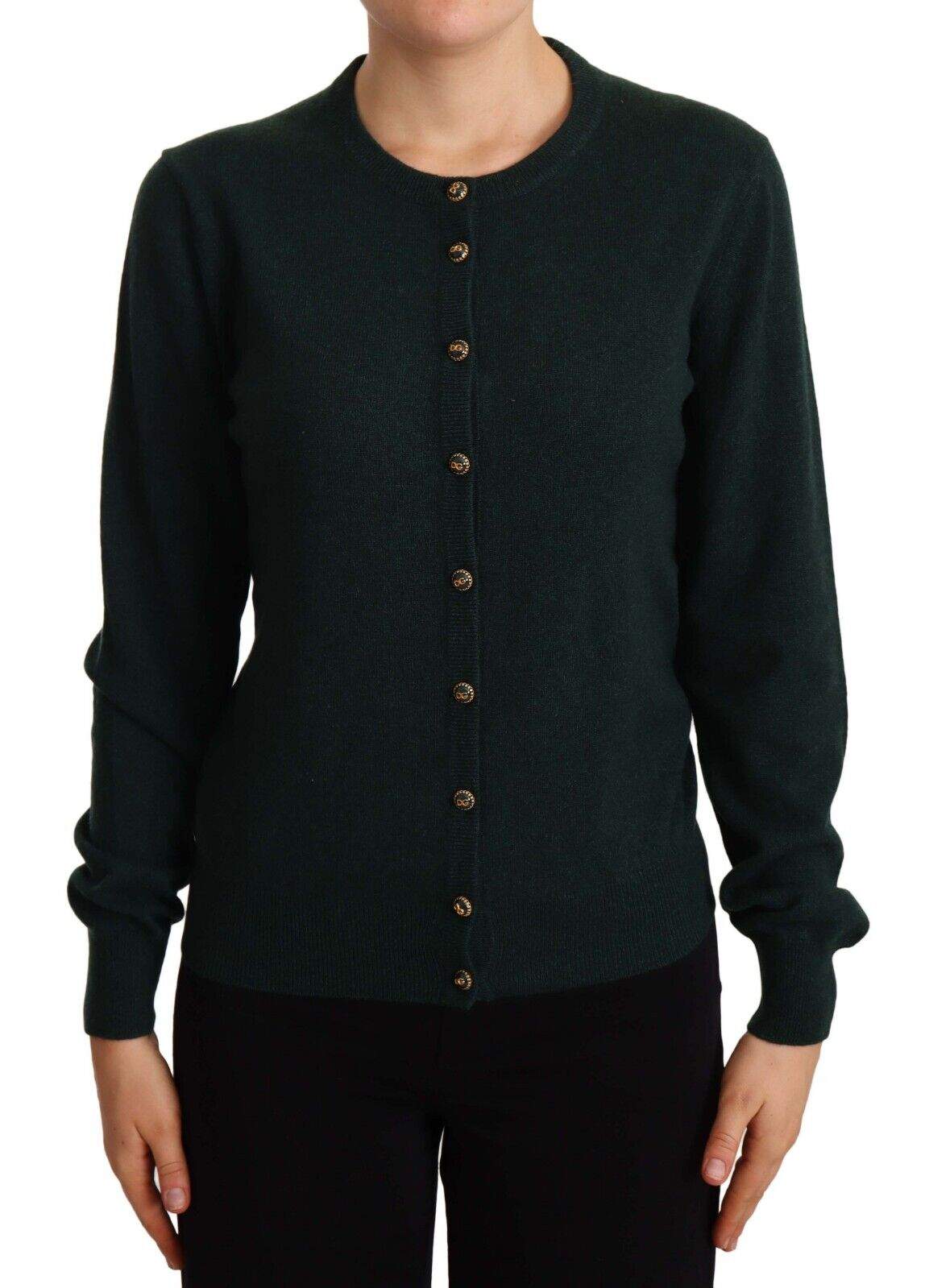 Dolce & Gabbana Green Cashmere DG Buttons Cardigan Sweater Dolce & Gabbana, feed-agegroup-adult, feed-color-Green, feed-gender-female, Green, IT44|L, Sweaters - Women - Clothing at SEYMAYKA
