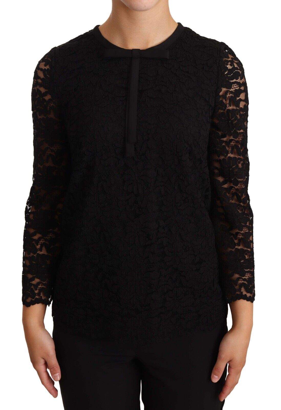 Dolce & Gabbana Black Floral Lace Nylon Blouse Top Black, Dolce & Gabbana, feed-agegroup-adult, feed-color-Black, feed-gender-female, IT36 | XS, Tops & T-Shirts - Women - Clothing at SEYMAYKA