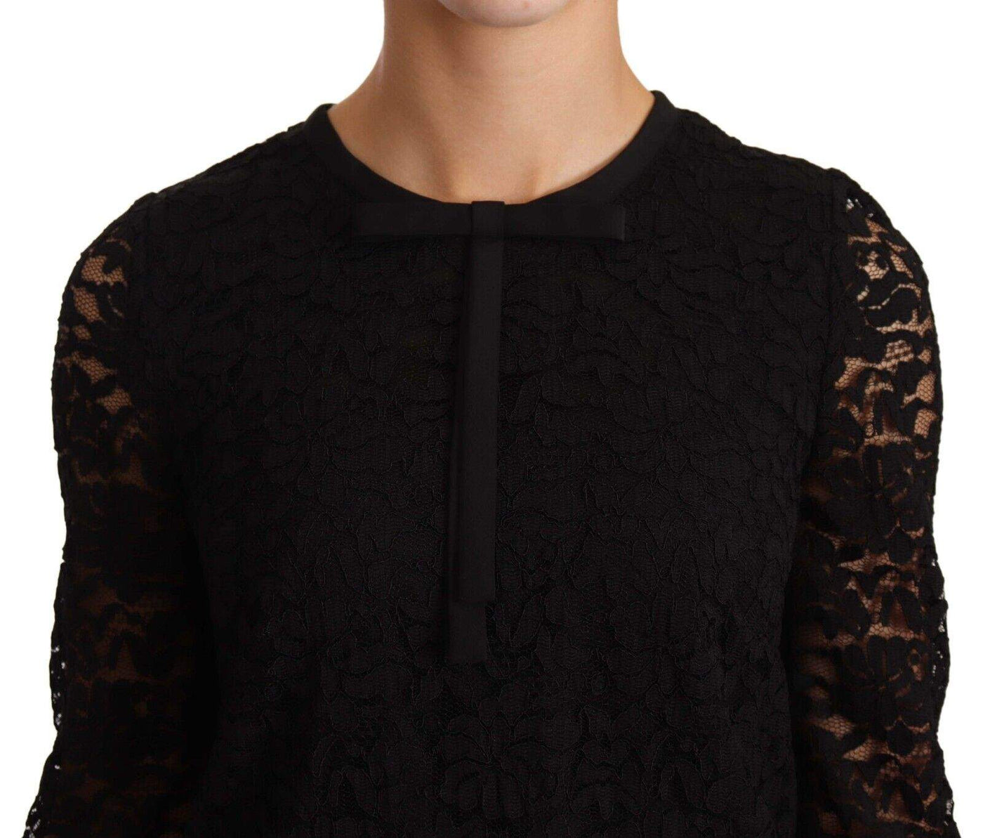 Dolce & Gabbana Black Floral Lace Nylon Blouse Top Black, Dolce & Gabbana, feed-agegroup-adult, feed-color-Black, feed-gender-female, IT36 | XS, Tops & T-Shirts - Women - Clothing at SEYMAYKA