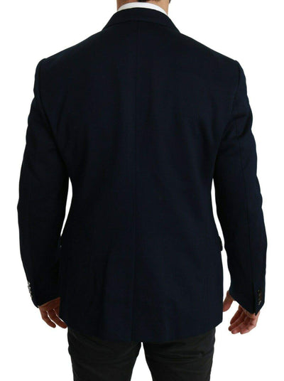 Dolce & Gabbana Blue Solid Cotton Silk Stretch Jacket Blazer #men, Blazers - Men - Clothing, Blue, Dolce & Gabbana, feed-agegroup-adult, feed-color-Blue, feed-gender-male, IT52 | XL at SEYMAYKA