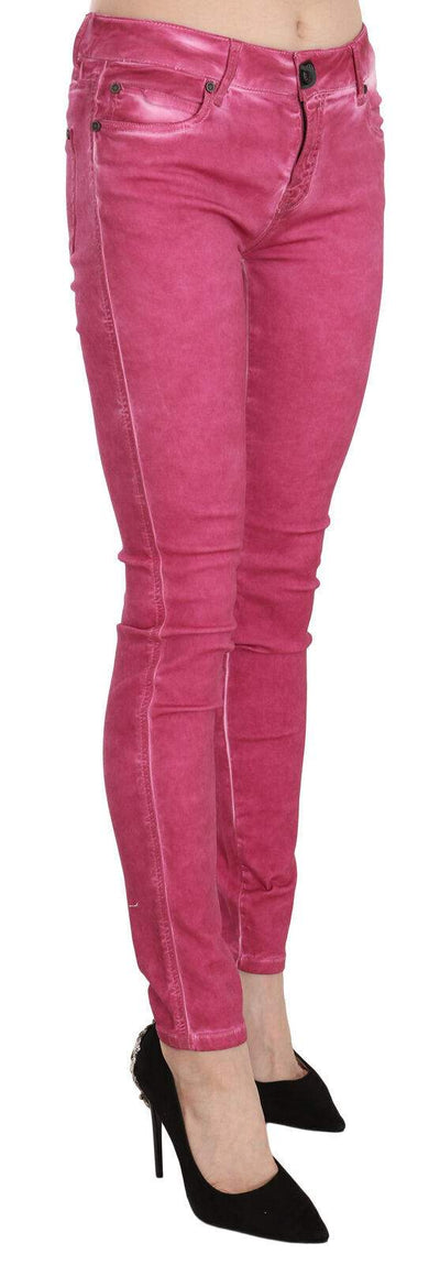 Dolce & Gabbana Pink Velvet Mid Waist Skinny Trouser Pants Dolce & Gabbana, feed-agegroup-adult, feed-color-Pink, feed-gender-female, Jeans & Pants - Women - Clothing, Pink, W26, W27, W28, W29, W30, W31 at SEYMAYKA