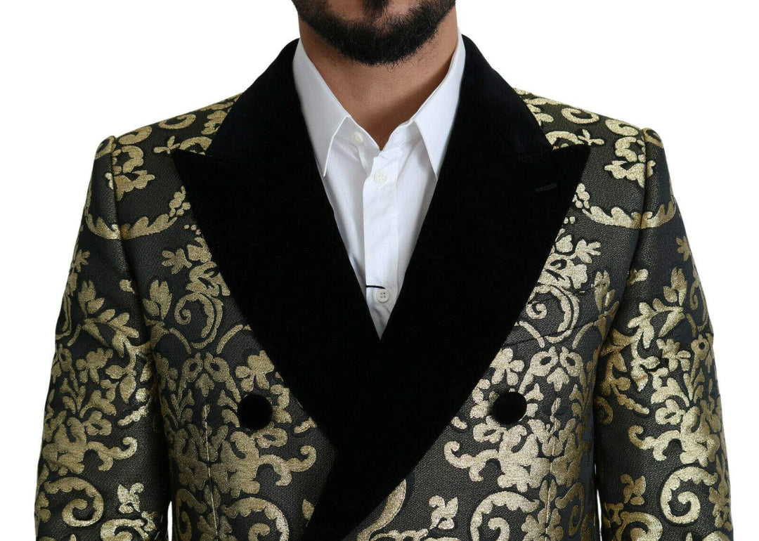 Dolce & Gabbana Black Gold Jacquard Long Coat SICILIA Jacket #men, Blazers - Men - Clothing, Dolce & Gabbana, feed-1, Gold Black, IT46 | S, IT50 | L, IT52 | XL at SEYMAYKA