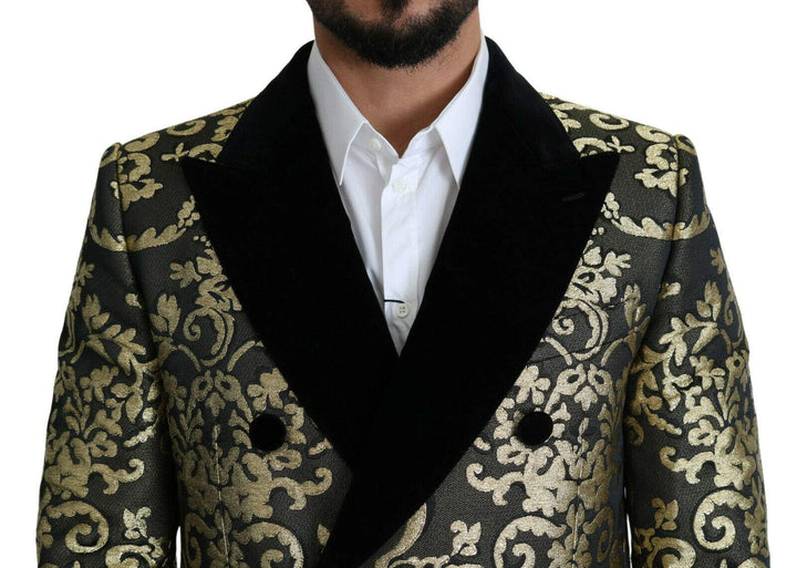 Dolce & Gabbana Black Gold Jacquard Long Coat SICILIA Jacket #men, Blazers - Men - Clothing, Dolce & Gabbana, feed-1, Gold Black, IT46 | S, IT50 | L, IT52 | XL at SEYMAYKA