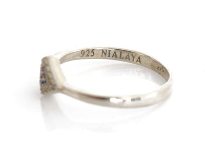 Nialaya Blue Red CZ 925 Silver Clear Ring EU56 | US8, feed-1, Nialaya, Rings - Women - Jewelry, Silver at SEYMAYKA