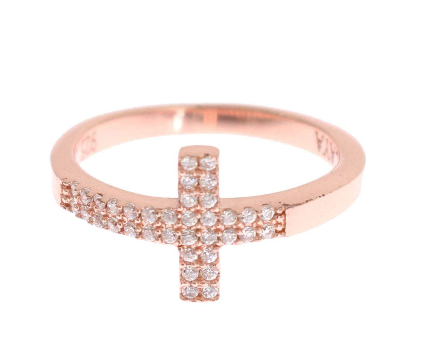 Nialaya Pink Gold 925 Silver  Cross CZ Ring EU49 | US5, EU52 | US6, EU54 | US7, EU56 | US8, feed-1, Nialaya, Pink, Rings - Women - Jewelry at SEYMAYKA