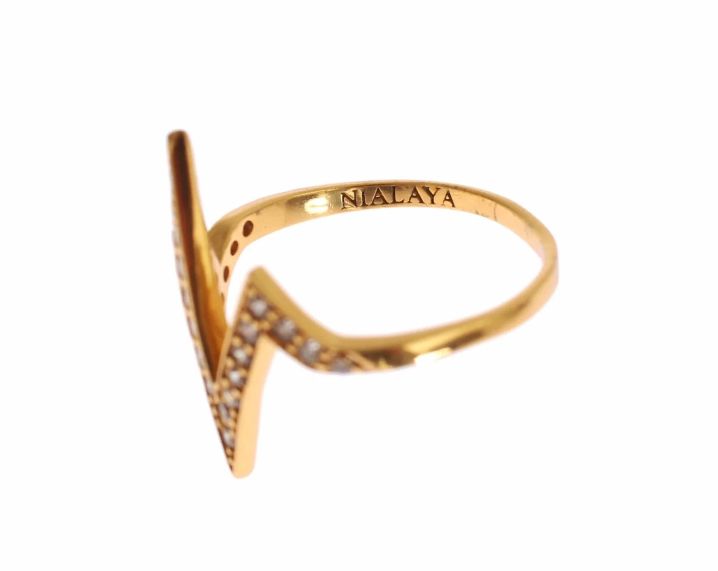 Nialaya Gold 925 Silver s Clear CZ 18K Ring EU56 | US8, feed-1, Gold, Nialaya, Rings - Women - Jewelry at SEYMAYKA