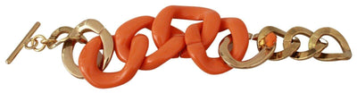 Ermanno Scervino Gold Orange Chain Wide Brass Plastic Bracelet Bracelets - Women - Jewelry, Ermanno Scervino, feed-1, Orange at SEYMAYKA