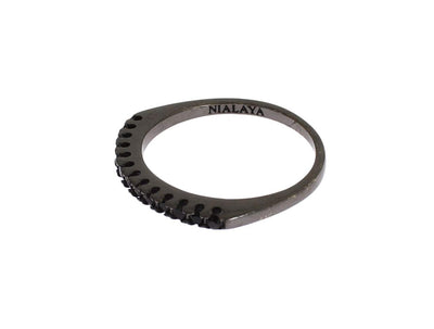 Nialaya Black CZ Rhodium 925 Silver  Ring Black, EU44 | US3, EU47 | US4, EU49 | US5, EU52 | US6, EU54 | US7, EU56 | US8, feed-1, Nialaya, Rings - Women - Jewelry at SEYMAYKA